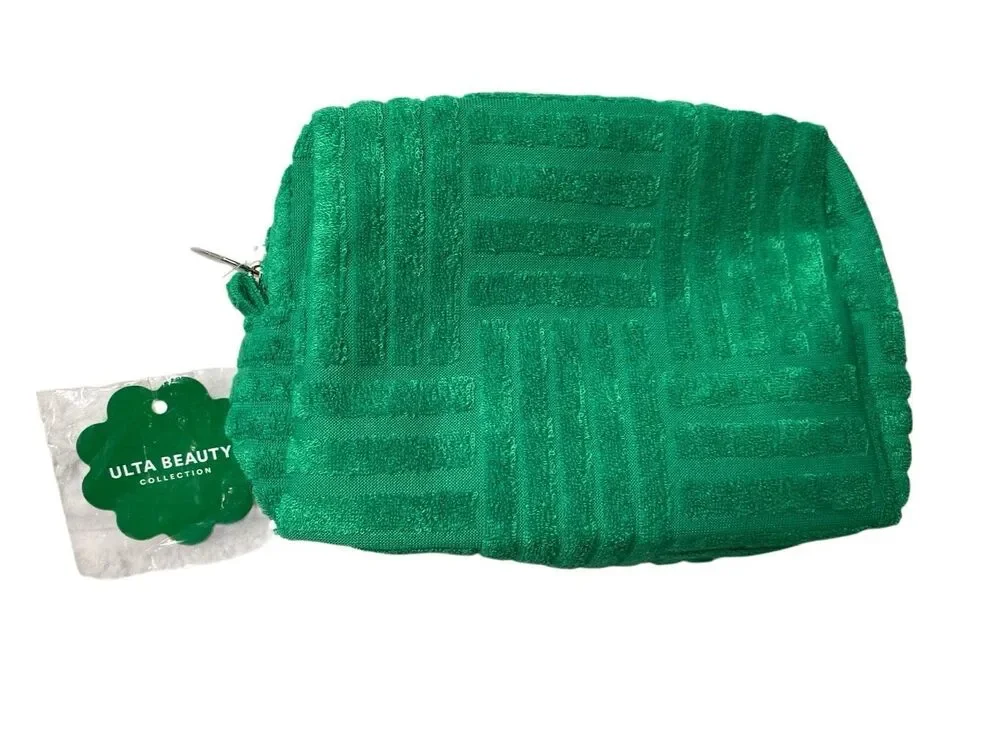 Ulta Beauty Collection Green Terry Cloth Makeup Cosmetic Travel Toiletry Bag Cas